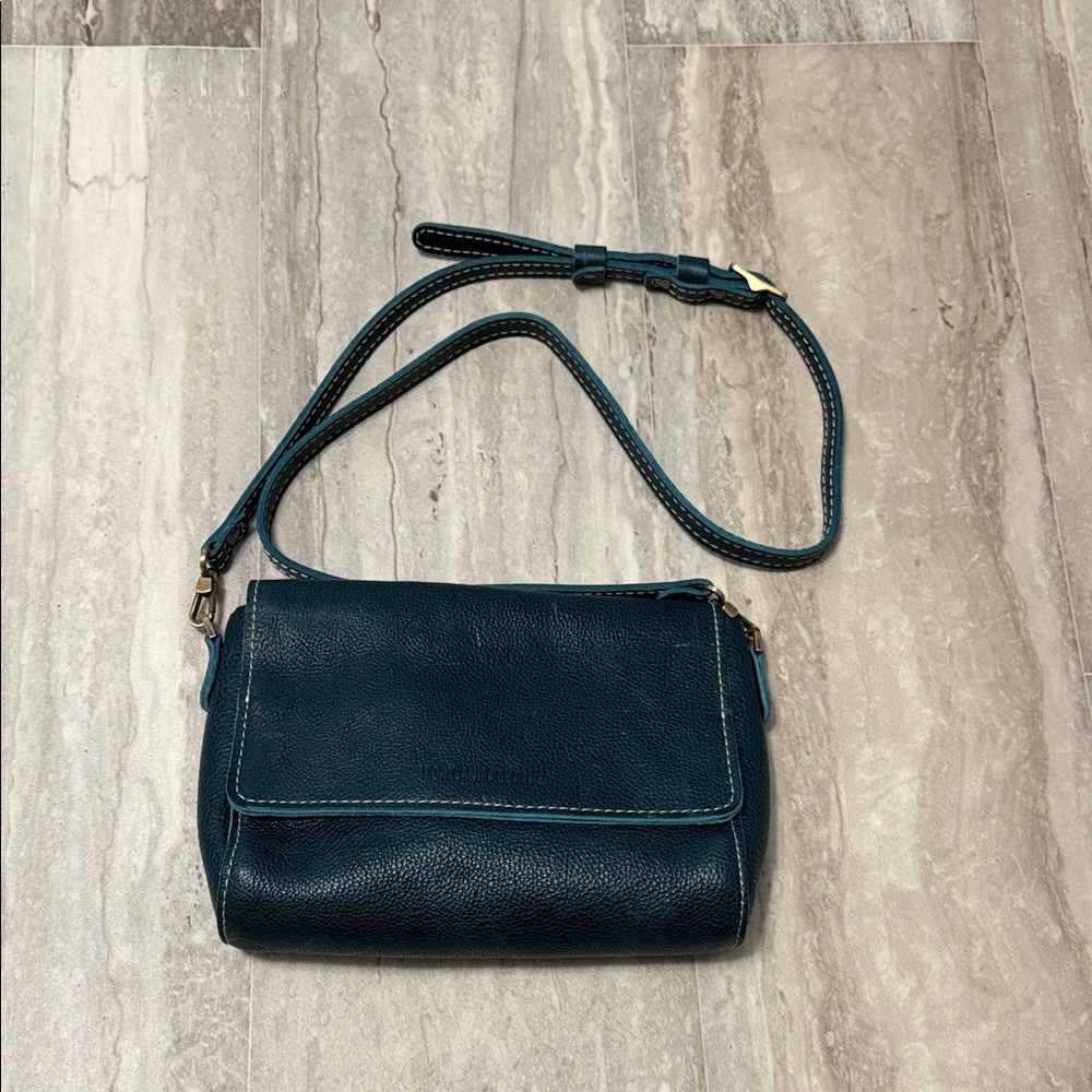 Leather Crossbody Bag in Deep Teal
